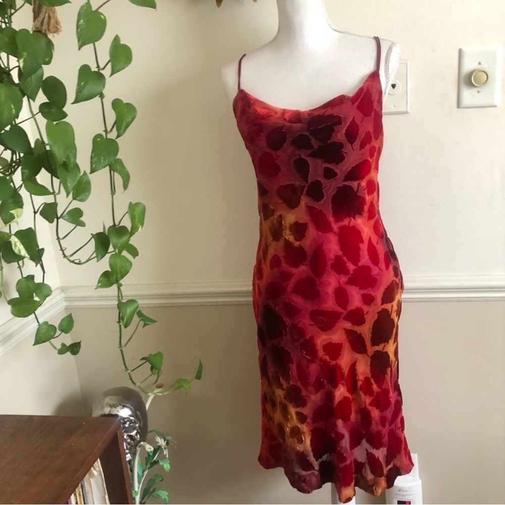 90s Vintage Cowl Neck Velvet Burnout Slip Dress